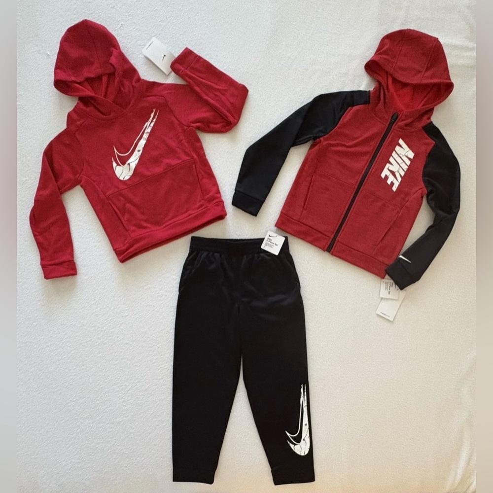 Nike Kids 7 Therma-FIT 3 Piece Set Zip Hoodie & Jogger + Pullover Hoodie NWT